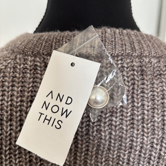 *NWT* And Now This Cardigan Sweater, Heather Mocha, Big Faux Pearl Buttons, Sz S - Picture 5 of 9